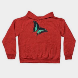 Black and Blue Swallowtail Butterfly Kids Hoodie